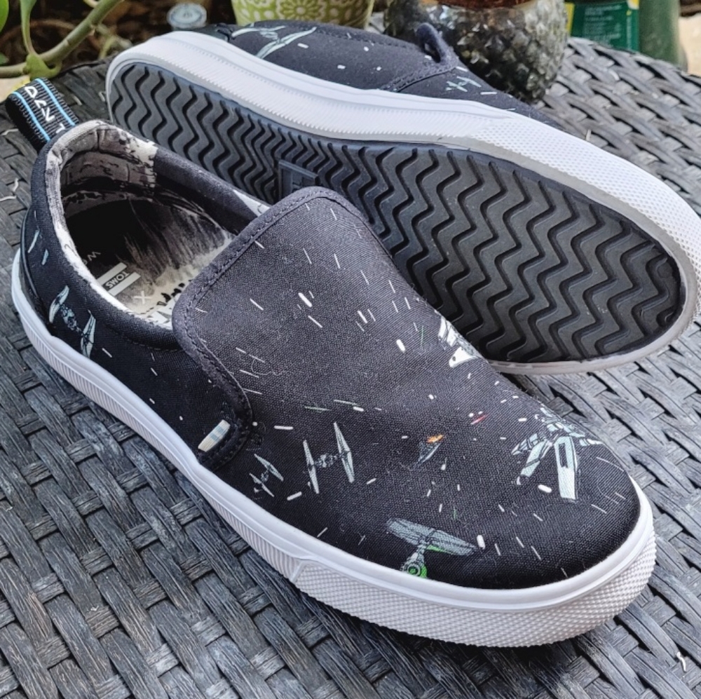 Star Wars Space Print Slip-On Sneakers by TOMS – Black